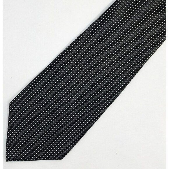 Calvin Klein Mens Silk Necktie Black Micro Dot Pattern 3.5" Width 59" Length - Picture 1 of 8